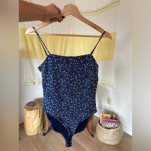 Old navy blue floral body suit
